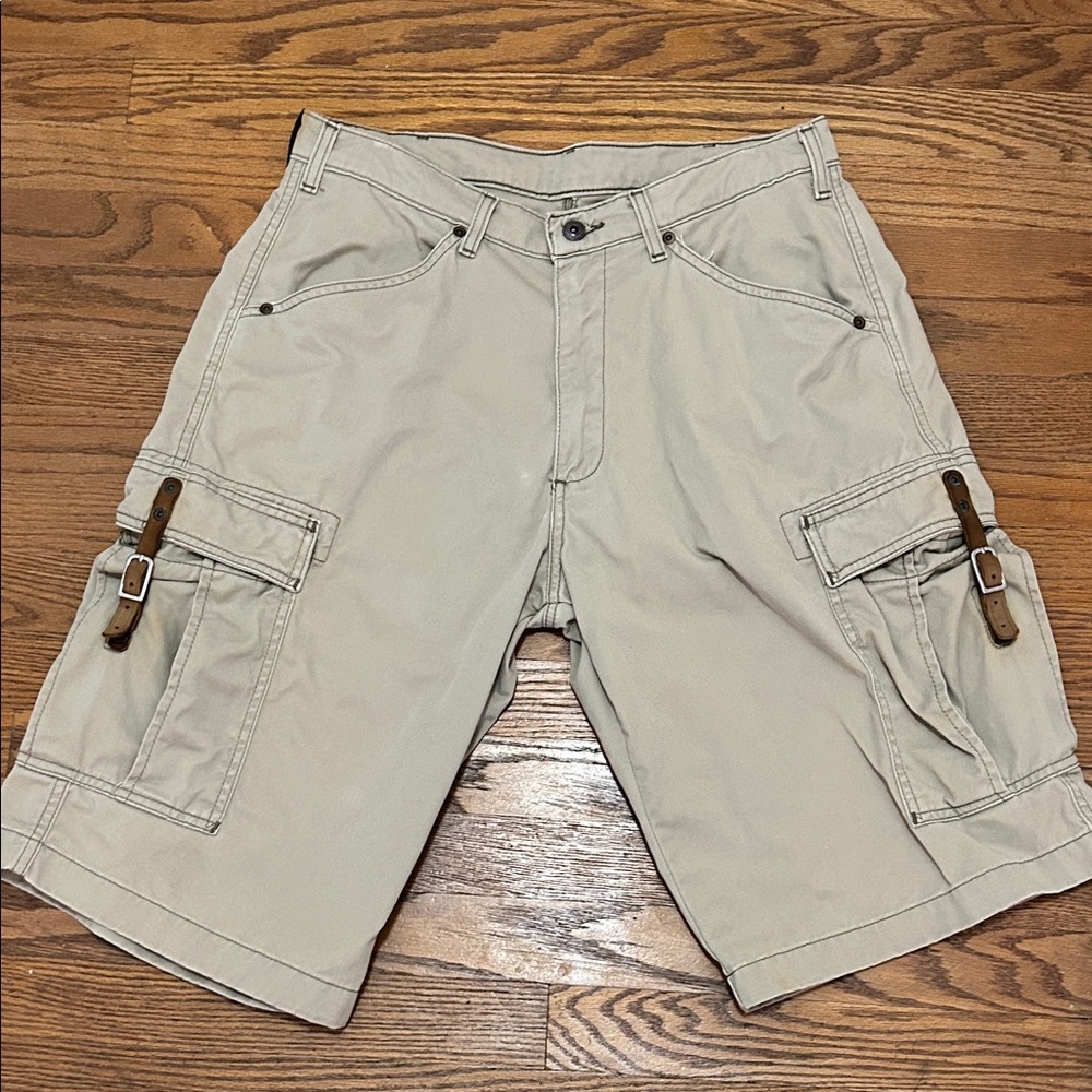 Vintage Polo Jeans Co Freighter Cargo Shorts Men’s 30 Leather Buckle Y2K Hiking